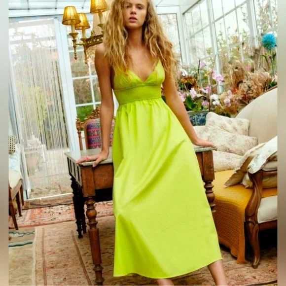 Midi Dress Neon Green Snakeskin Dress Green Snake Print PU Bandeau